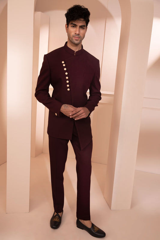 Mahroon Angrakha Set Menswear