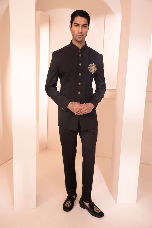 Menswear embroidered motif suit