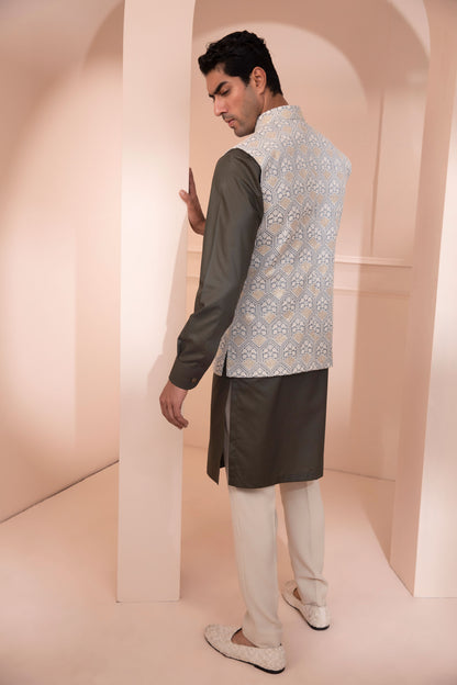 Kurta Pajama Set Sky Blue Jawahar Jacket