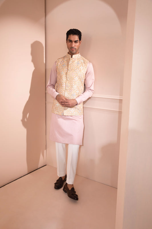 Pink Jacket Kurta Set